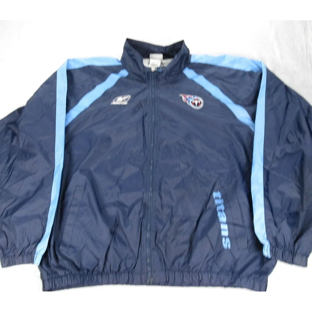 Vintage Tennessee Titans Jacket Mens XXL Reebok Blue Full Zip Wind Rain READ